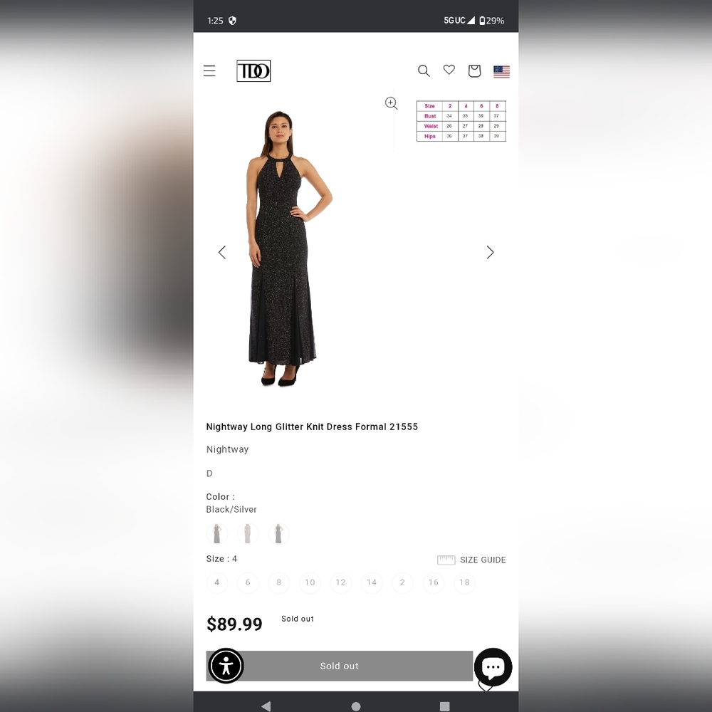 Nightway Long Glitter Knit Dress Formal 21555W